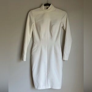 Jovani Couture Size 0 Cream Cocktail Dress Long Sleeve High Neck Wedding Bride